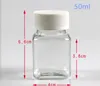 30 ml, 50 ml, 80 ml transparente quadratische PET-Flasche, Verpackungsflasche, Kapselflasche, Plastikflaschen mit weißem Verschluss SN3270