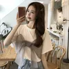 Ezgaga estate manica corta T-shirt da donna nastro fiocco coreano moda 2021 New Chic O-Neck Nero magliette allentate in bianco casual X0628