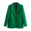 TRAF Office Office Blazer Za Spring Eleganckie S z długim rękawem Casual Loose Women Clothing CHIC Pocket Jacket Lady 211019