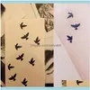 Geçici Dövmeler Sanat Sağlık Güzellik10cm Bilek Dövme Tek Kullanımlık Tasarım Siyah Kuşlar Kadınlar Güzellik Serin Kız Vücut Sticker Sanat1 Bırak Deliv