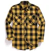 Classic Checkered Men's Flannel Plaid Shirt, Casual Button Up Long-sleeved Shirts, 2 Chest Pockets, Adjustable Cuffs, USA SIZE G0105