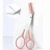 Eyebrow Trimmer Scissors Stainless Steel Washable With Comb Removable Eyelash Hair Remover Shaver Cutter Color Titanium