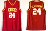 NCAA USC Trojans #24 Brian Scalabrine College Basketball Jerseys 31 Cheryl Miller 33 Lisa Leslie Red Yellow Stitched Jersey