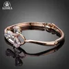 Azora Lucky Clover Design Bracciale rigido con zirconi cubici trasparenti color oro rosa Tb0046 Q0717