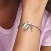 100% 925 Sterling Silver Hänglås och viktiga dingle charms passar original europeisk charm armband Bröllopsengagemangsmycken Acc272f