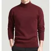 Homens Camisola Sólida Pullovers Mock Neck Primavera e Outono desgaste Fino moda moda tamanho m a 4xl y0907