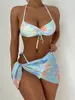 Aiujxk 2021 Tie Dye Underwire String Bikini Brasilianska Kvinnor Sexig Bandage Swimwear Beach Wear 2 Piece Baddräkt Thong Bad kostym x0522