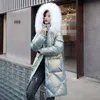 冬のフード付きの毛皮の襟の長いパーカーのムハ太い暖かい綿パッド入りジャケットの女性プラスサイズのカジュアルなパーカーコート女性211221
