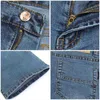 Högkvalitativ och Promotion Mäns Mid Midja Elastisk Slim Boot Cut Semi-Flared Bell Bottom Business Casual Jeans Four Seasons 210622