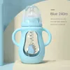 Lovely Feeding Flaskor för Baby Portable Handle Silikon Matning Flaska Born Set Anti-Colic 211023