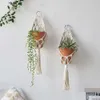 2 Pack Macrame Plant Gancho Garden Potes Plantadores Interior Ao Ar Livre Pendurado Plantador Cesta Makramee Bohemian Home Decor Wall Art 210922