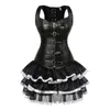 Steampunk Lace Up Powrót Waist Trener Body Shaper Klamra Bustier Overbus Corset Sukienka Faux Skórzane Gorsety Mini Spódnica Tutu Plus Bustiers