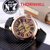 Noir Marron Cuir Véritable Cadran Squelette Designer Montre HOMME Tous les sous-cadrans fonctionnent mouvement Phase de Lune jour jour mécanique montres automatiques relogio masculino horloge