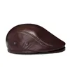 Bérets Classique Béret Casquettes Hommes Chaud En Cuir Véritable Ivy Coupe-Vent Chapeau De Canard Bourgogne Hiver Chapeaux Plats