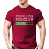 T-shirts Installera muskler Skriv ut Fitness T-shirt Män Korta ärmar Svart Vit Grå Bekväma andningsskjortor Stora T-shirt