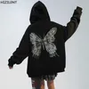 Women Hip Hop Streetwear Hoodies Women Jacket butterfly Print Coat Goth Harajuku Y2k aesthetic Clothes grunge Punk Jacket Zip-up S0806