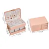 Large Double Layer Jewelry Box PU Leather Necklace Earring Ring Holder Casket Makeup Storage Organizer Box For Gifts 17*12*8cm