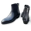 Quality Top 1C08a Handmade Men's Pointed Toe Men Winter Zipper Increase Ankle Boots For Men