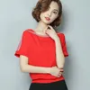 summer chiffon women blouse shirt causal plus size short sleeve tops solid white red yellow color blusas 0370 30 210521