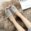 Slippers 2021 Bling Glitter Mesh PU Leather Summer Shoes Woman Square Heel Mature Mother's Slides A815