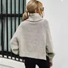 Höst vinter turtleneck tröja pullovers kvinnor vintage rosa casual streetstyle stickade jumper hajuku toppar 210427