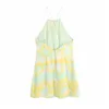 Summer Dress Yellow Print Halter Short es Women Sexy Cross Backless Strap Mini Woman Beach Sundresses 210519