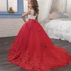 Платья для девочек, рождественское платье для девочек-подростков, детский костюм принцессы на год, кружевное детское свадебное вечернее красное платье для выпускного вечера