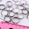 Mode Mix Stijl 50 stks/partij metalen Ring Verstelbare opening Antiek Zilver legering Band Fit Mannen Bruiloft Sieraden Gift