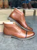 Erkek Tasarımcı Elbise Ayakkabı Dantel-up Martin Ayak Bileği Boot Örgün Iş Çizmeler El Yapımı Hakiki Deri Düğün Parti Ayakkabı ile Kutusu 023