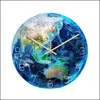 Wall Clocks Home Decor & Garden Night Glowing Acrylic 3D Earth Clock In Dark Fluorescent Luminous Needle Art Horloge Modern Decoration Livin