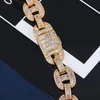 18mm baguette zirkoniumoxid kubansk kedja halsband män kvinnor hiphop länk guld silver färg koppar bling mode rock smycken