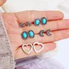 Stud Women Moda Yıldız Ay Çiçek Kalp Küpe Seti Vintage Basit Küçük Kristal İnci Spiral Piercing Kız Kulak Çıtçıtları Takı Setleri