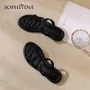 Sophitina Open-Toed dunne riem vrouwelijke schoenen platte twee-slijtage casual dagelijkse dame schoenen lederen zomer wilde dames sandalen AO666 210513