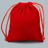 Sac cadeau de bijoux de différentes tailles, couleur rouge, bracelets de perles en velours, pendentif, collier, boucles d'oreilles, pochettes, emballage avec cordon de serrage, décor de fête de mariage