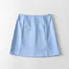 Sommar mini kjol sexig en linje hög midja kontor damer delas s back dragkedja s blå lila svart 210621