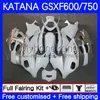 Kit carrosserie blanc argent pour SUZUKI KATANA GSXF750 GSXF 600 750 CC GSX600F 03 04 05 06 07 18No.35 600CC GSX750F GSXF-750 GSXF600 750CC 2003 2004 2005 2006 2007 Carénages OEM