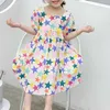Verão Dress Star Forma Impressão Longa Crianças Roupas Festa Crianças Menina Bebê 210528