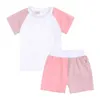 Sommer-Baby-Shorts-Set Kids Tales Baumwolle Kontrastfarbe Loungewear Jungen Mädchen Craft Blank Pyjamas Pyjamas 2108047415062