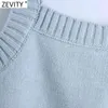 Zevity Women Fashion Solid Color Diamond Bow Knitting Sling Sweater Female Basic Spaghetti Strap Short Vest Chic Crop Tops S655 210419