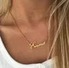 18K Gold Plated Customized Fashion Stainless Steel Nameplate Pendant Personalized Letter Silver Choker Necklace Men Women Gift