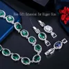 BeaQueen Stunning Big Oval Dark Blue Cubic Zirconia Stones Earrings Choker Necklace Wedding Jewelry Sets for Women JS272 H1022