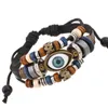 Handgemaakte punk Turkse boze oog multilayer lederen armband man vrouw brons charme sieraden