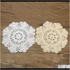 Mats Pads Decoration Kitchen, Bar & Garden Drop Delivery 2021 Wholesale- Vintage Cotton Yarn Mat Coasters Round Hand Crocheted Lace Doilies H