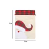 Jul godisväska Lovely Reindeer Handväska Linen Plaid Santa Sack Edge Drawstring Bags Festival Party Decoration