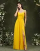 Fashion Yellow Chiffon Bridesmaid Dress A Line Long Maid Of Honor Gown Summer Wedding Custom Made BM3101