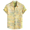 Erkek Casual Gömlek Hawaii Gömlek Yaz Kısa Kollu Baskılı Yaka Düğmeleri Top Beach Gevşek