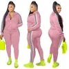 Plus Taille S-4XL 2 Pièce Ensemble Femmes Automne Vêtements Sweatsuit Joggers Outfit Zip Top Pantalon de survêtement Survêtement En Gros Drop 210930