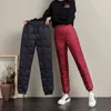 High-waist Women's Cotton Trousers Winter 2021 Plus size Light Warm Sweatpants Black pocket Female Elastic waist Casual Pants Y211115