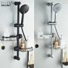 ELLEN Bath Shower Sliding Bar Holder with Soap Basket Shampoo Holder Black Sliding Bar with Hand Shower ELM294 210724