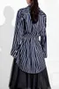 Scarf Collar Spliced ​​Patchwork Striped Printed Loose Shirt Kvinna Fake Två Pieces Blouse Top Tide We92605L 210421